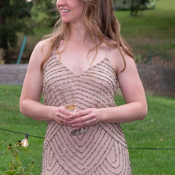 Adrianna Papell Art Deco Beaded Blouson Gown - Picture 4 of 11